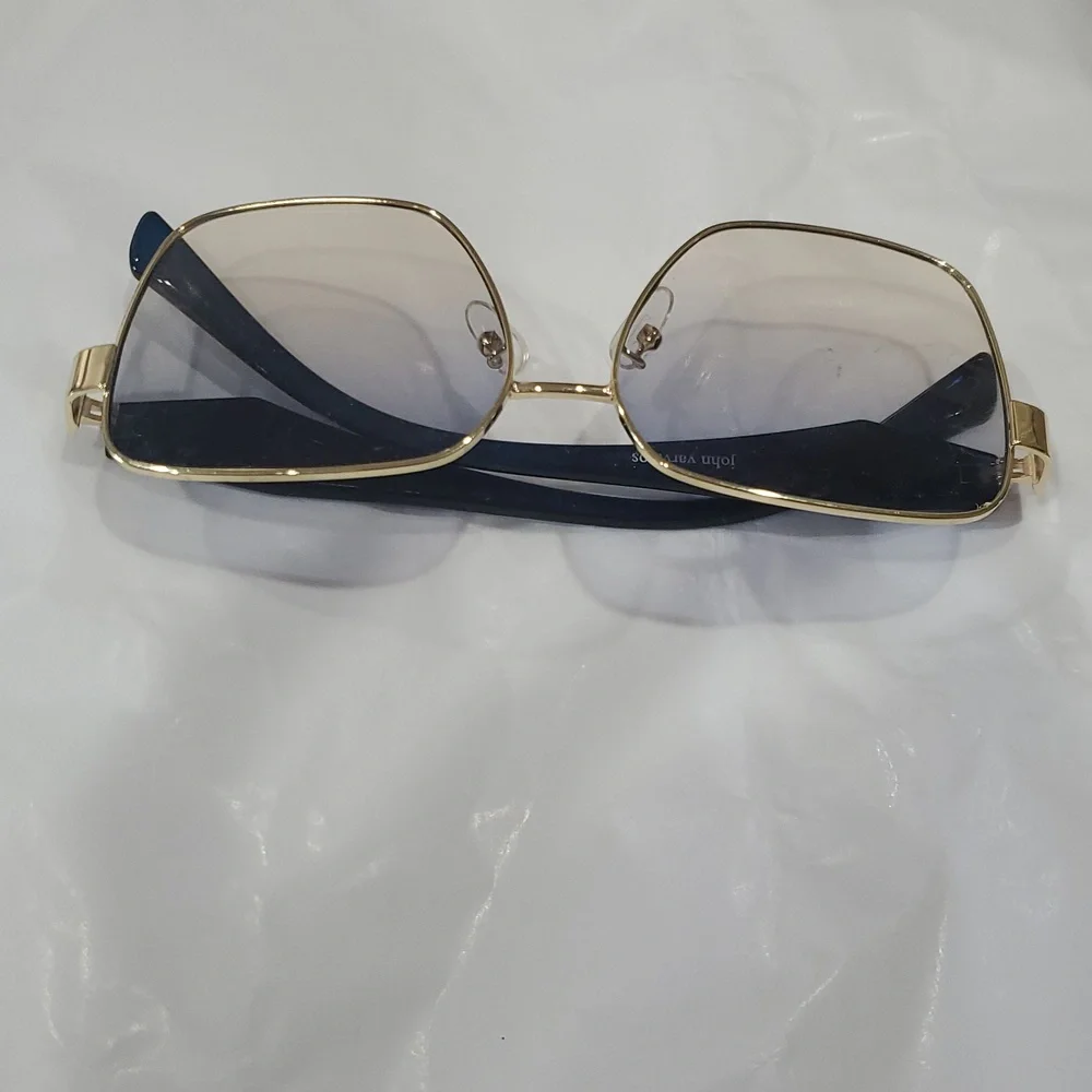 John Varvatos Square Frame Blue Gradient Lens Gold Rim Sunglasses‎ new